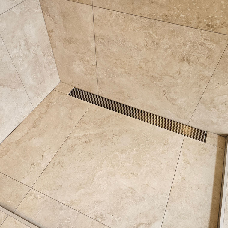 Tiled bathroom floor