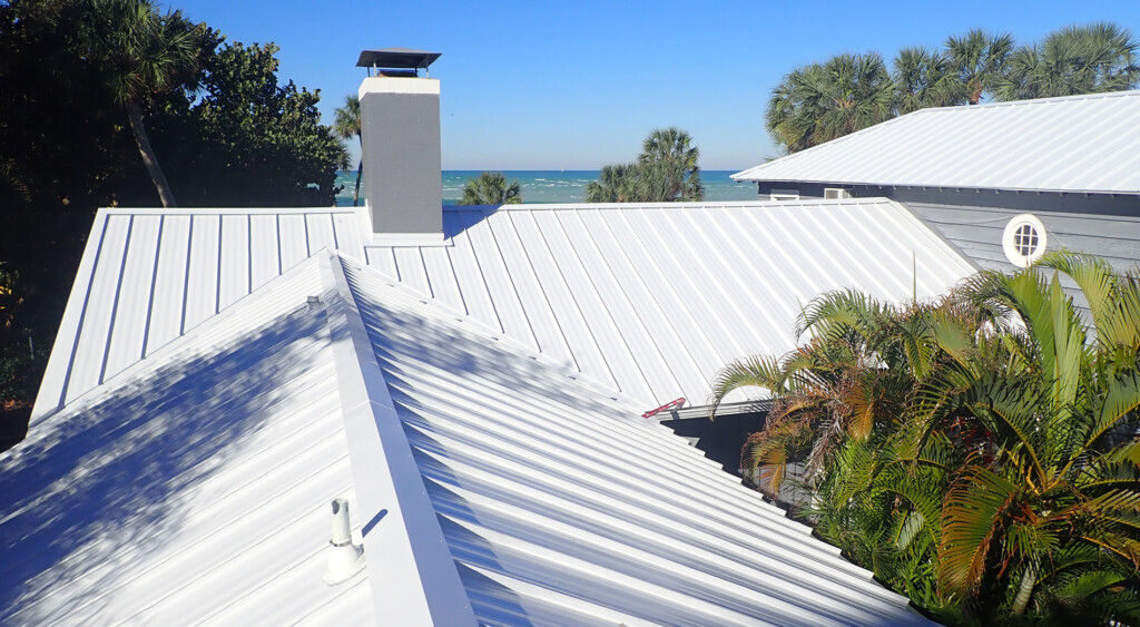 Metal roof painted in a light colour